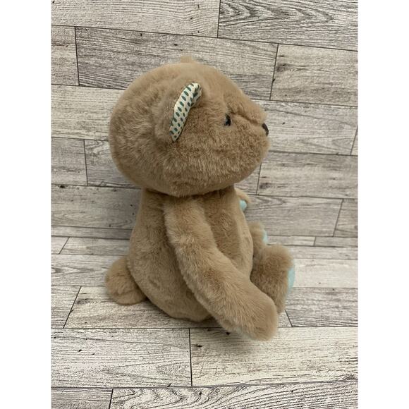 B Softies Teddy Bear Plush Cara-Mellow 11" Brown w/ Blue Paws Soft Stuffed Toy - Picture 2 of 9